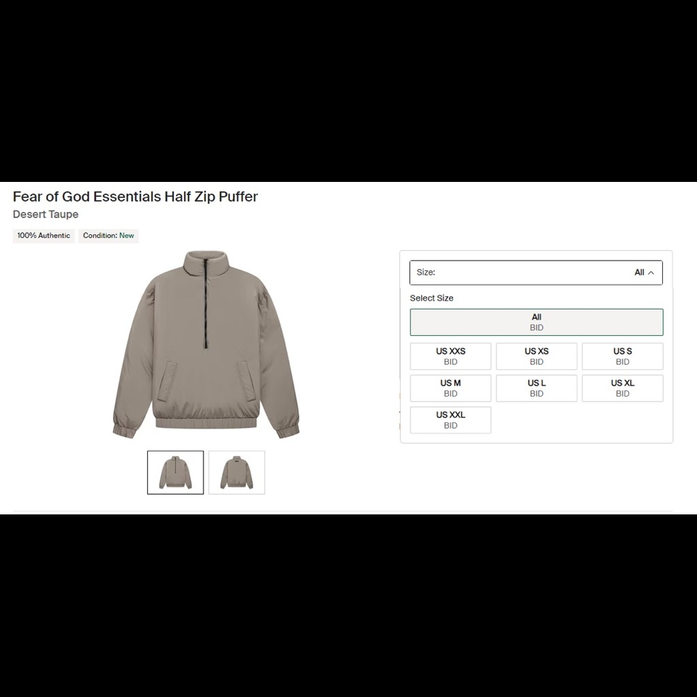 ESSENTIALS / FEAR OF GOD puffer jacket ( S,M,M ) $220 ALL SIZES